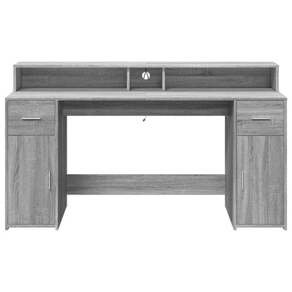 LED-Schreibtisch Sonoma-Eiche 160x55x91 cm Holzwerkstoff