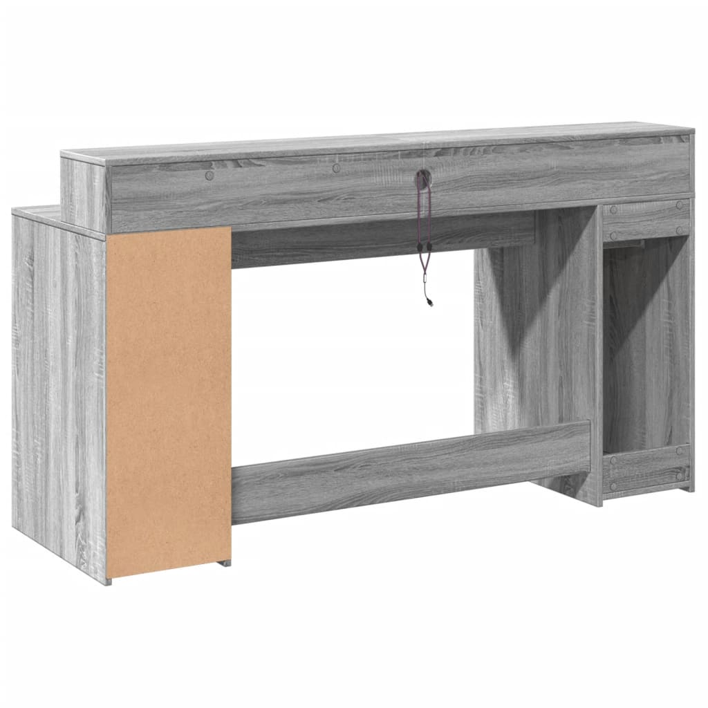 LED-Schreibtisch Sonoma-Eiche 160x55x91 cm Holzwerkstoff