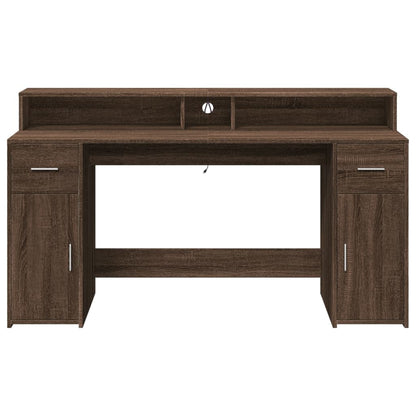 LED-Schreibtisch Sonoma-Eiche 160x55x91 cm Holzwerkstoff