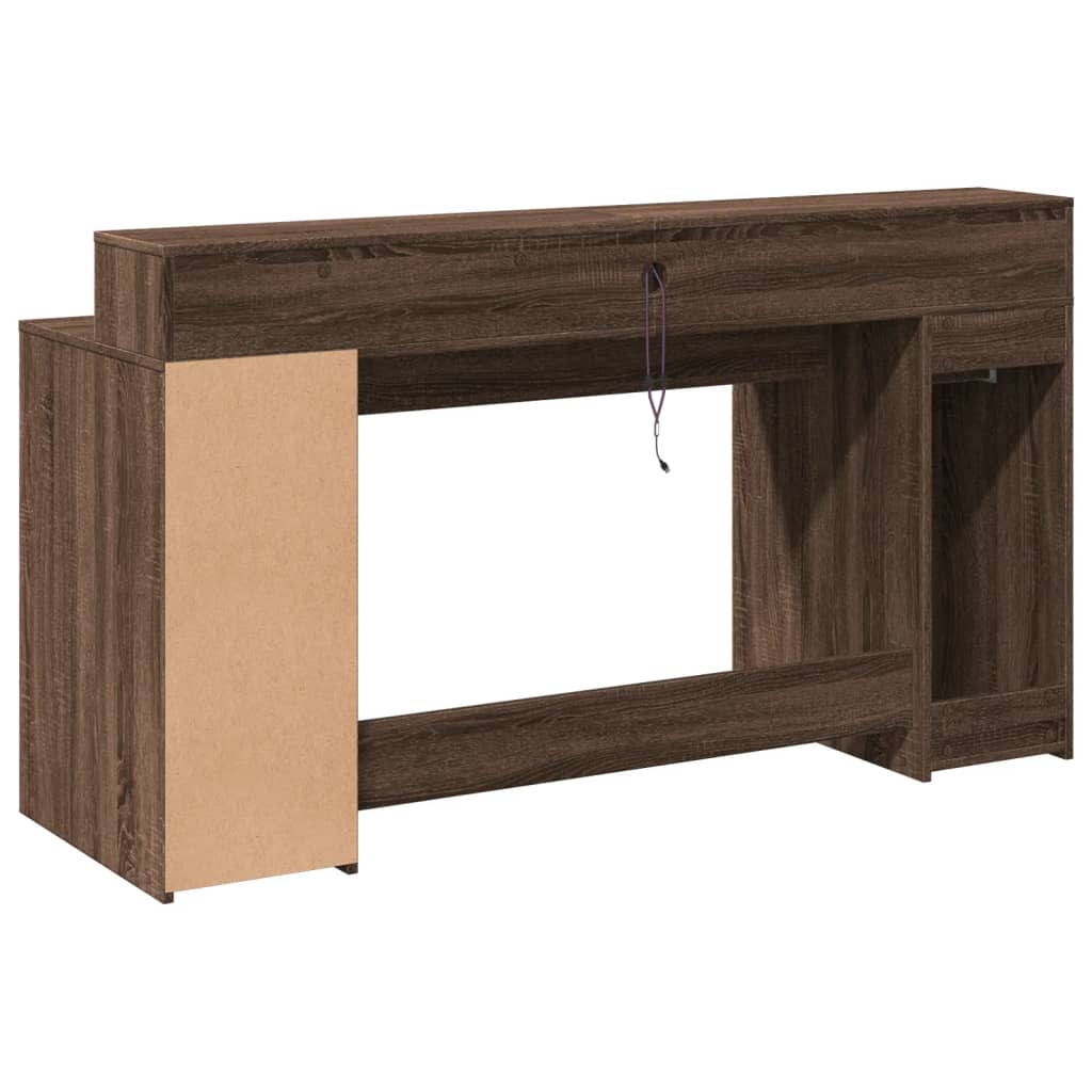 LED-Schreibtisch Sonoma-Eiche 160x55x91 cm Holzwerkstoff