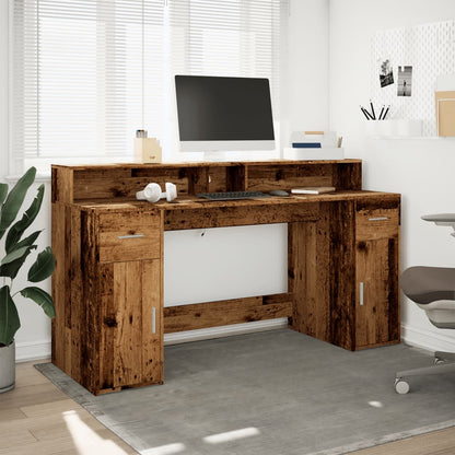 LED-Schreibtisch Sonoma-Eiche 160x55x91 cm Holzwerkstoff