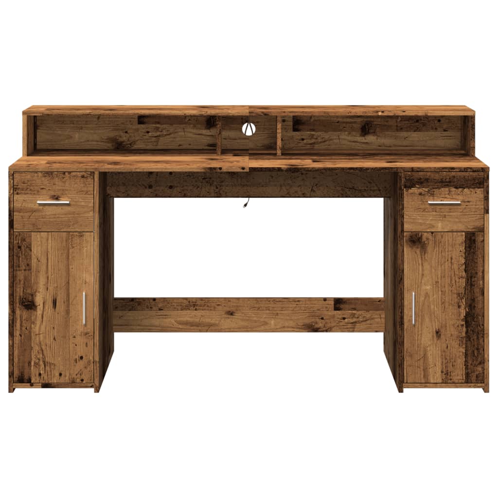Led-Schreibtisch -Optik Holzwerkstoff Altholz