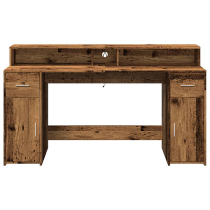 Led-Schreibtisch -Optik Holzwerkstoff Altholz