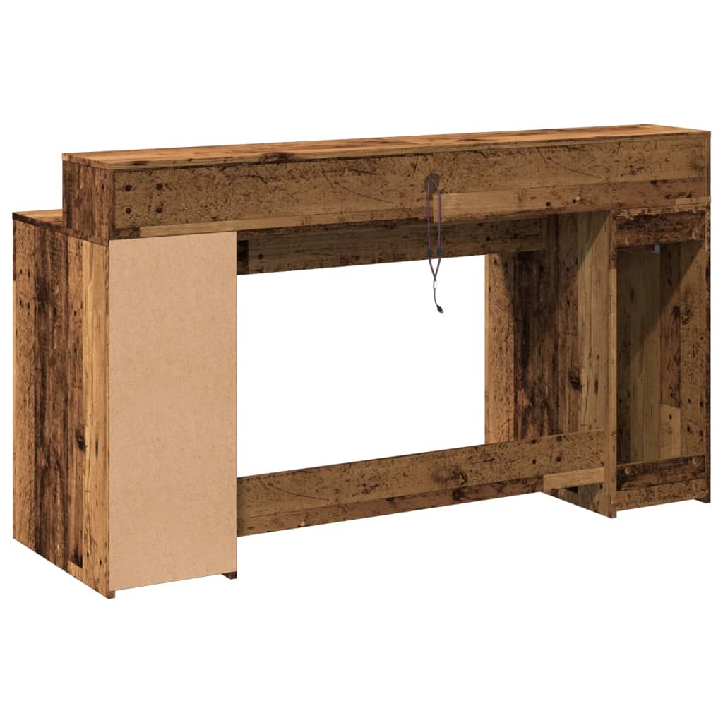 Led-Schreibtisch -Optik Holzwerkstoff Altholz