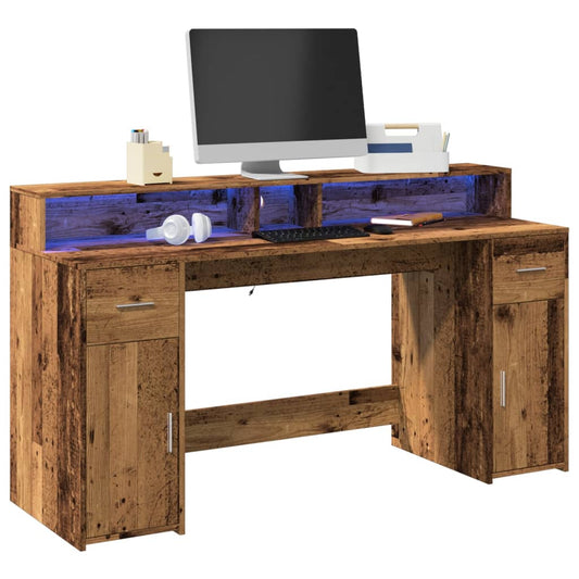 Led-Schreibtisch -Optik Holzwerkstoff Altholz