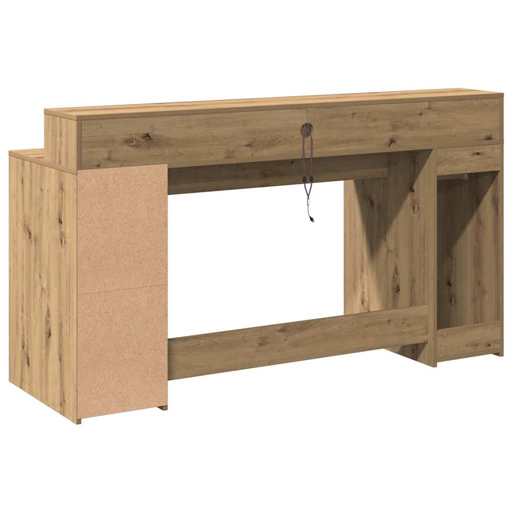 LED-Schreibtisch Sonoma-Eiche 160x55x91 cm Holzwerkstoff