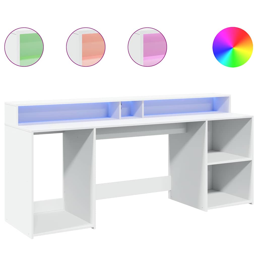LED-Schreibtisch Schwarz 200x55x91 cm Holzwerkstoff