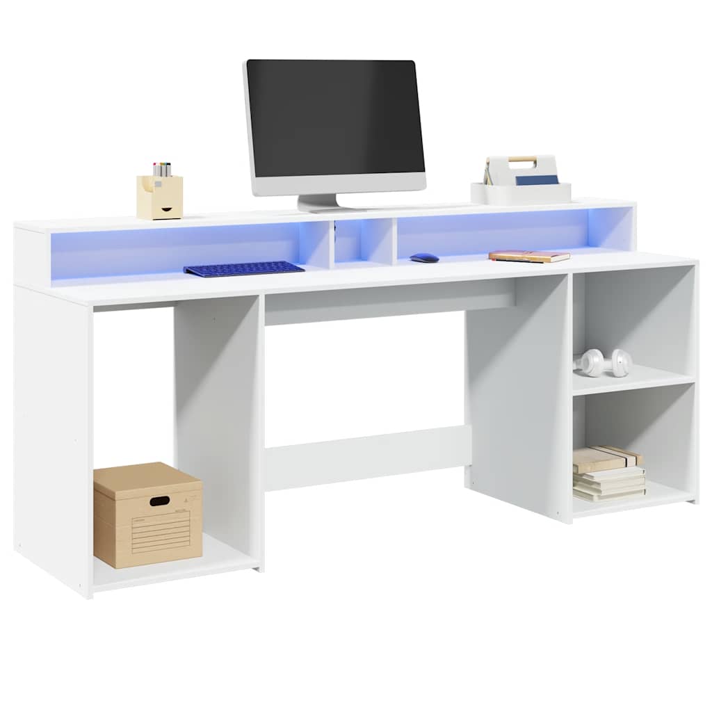 LED-Schreibtisch Schwarz 200x55x91 cm Holzwerkstoff