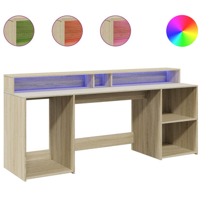 LED-Schreibtisch Schwarz 200x55x91 cm Holzwerkstoff
