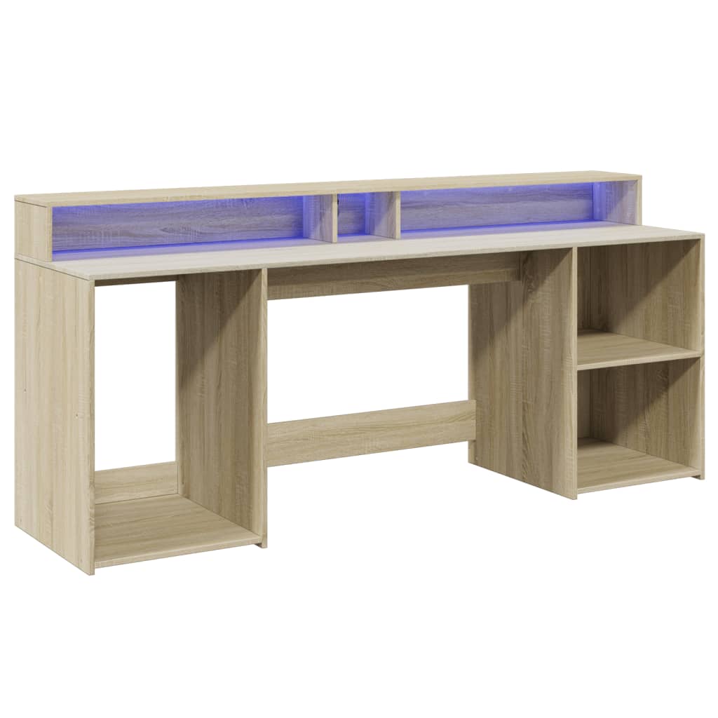 LED-Schreibtisch Schwarz 200x55x91 cm Holzwerkstoff