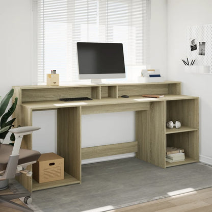 LED-Schreibtisch Schwarz 200x55x91 cm Holzwerkstoff
