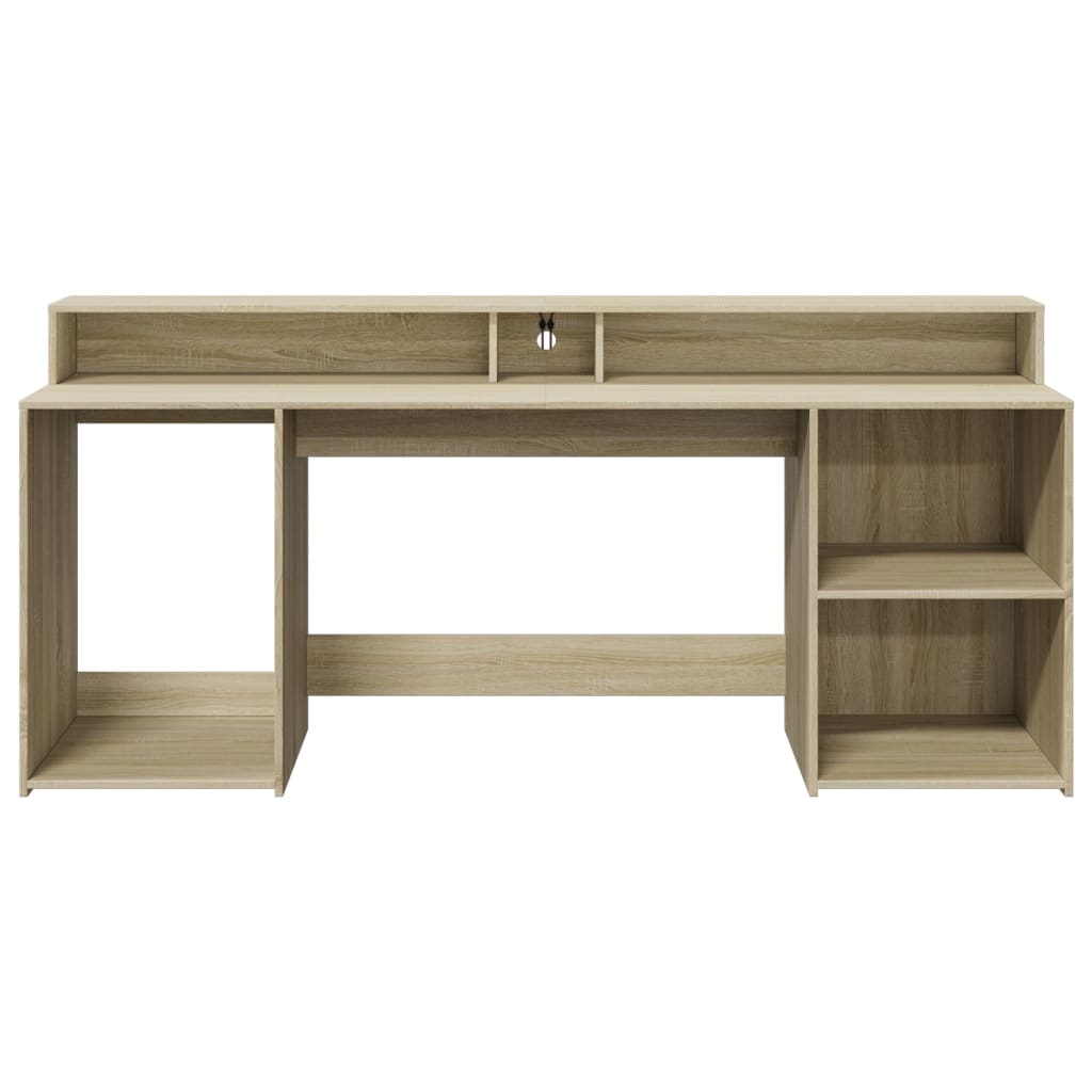LED-Schreibtisch Schwarz 200x55x91 cm Holzwerkstoff