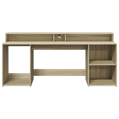 LED-Schreibtisch Schwarz 200x55x91 cm Holzwerkstoff