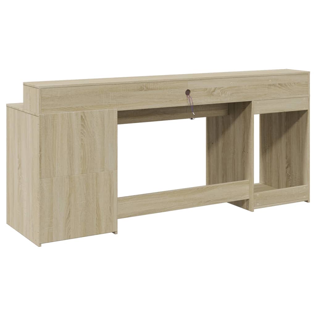 LED-Schreibtisch Schwarz 200x55x91 cm Holzwerkstoff