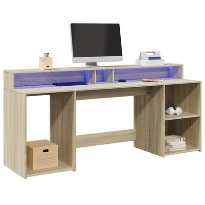 LED-Schreibtisch Schwarz 200x55x91 cm Holzwerkstoff