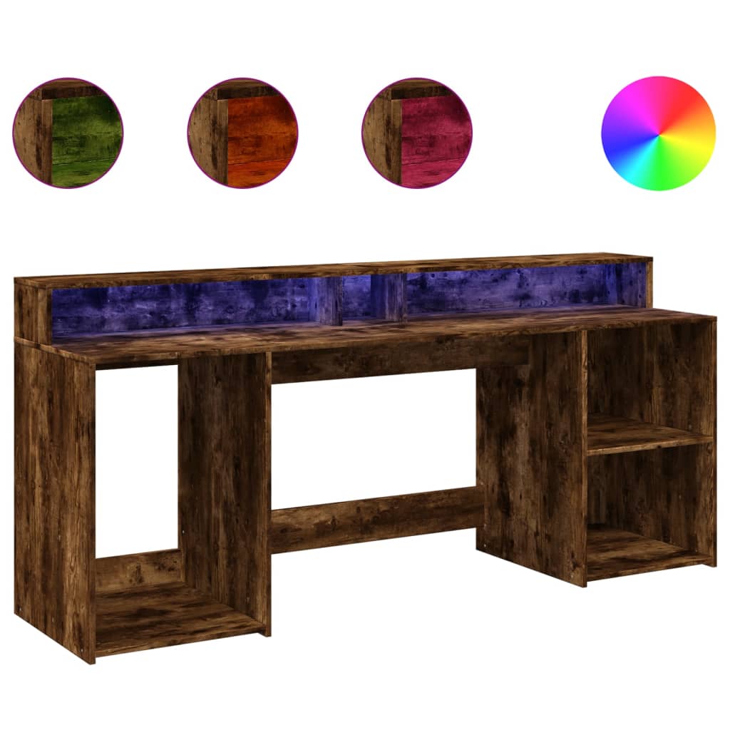 LED-Schreibtisch Schwarz 200x55x91 cm Holzwerkstoff