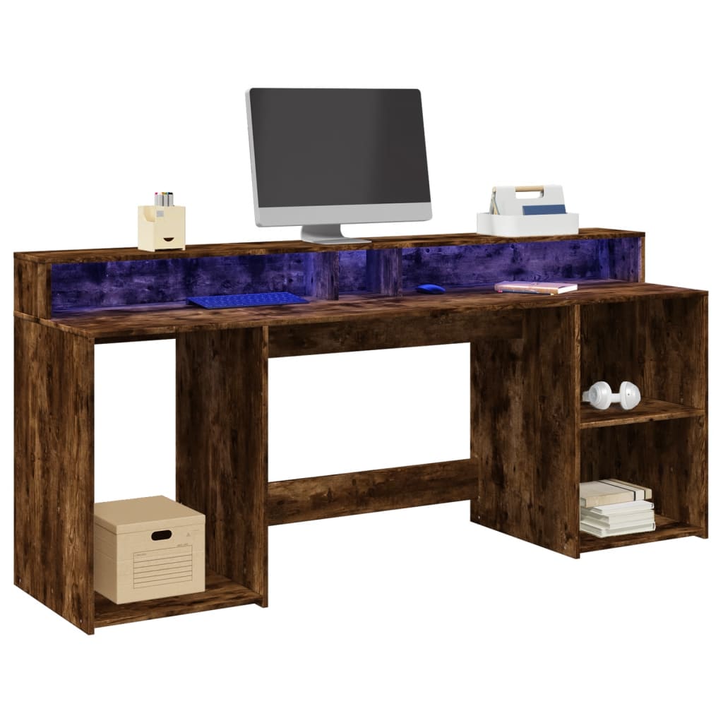 LED-Schreibtisch Schwarz 200x55x91 cm Holzwerkstoff