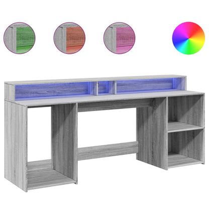 LED-Schreibtisch Schwarz 200x55x91 cm Holzwerkstoff