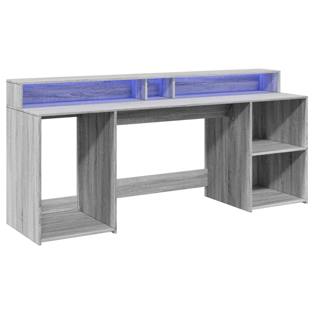LED-Schreibtisch Schwarz 200x55x91 cm Holzwerkstoff