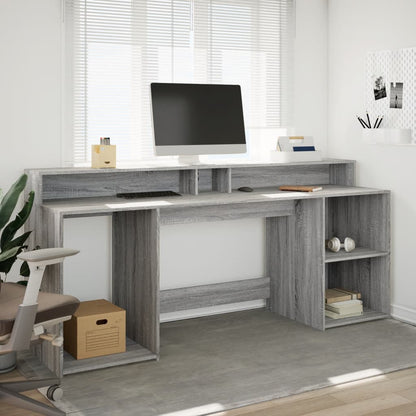 LED-Schreibtisch Schwarz 200x55x91 cm Holzwerkstoff