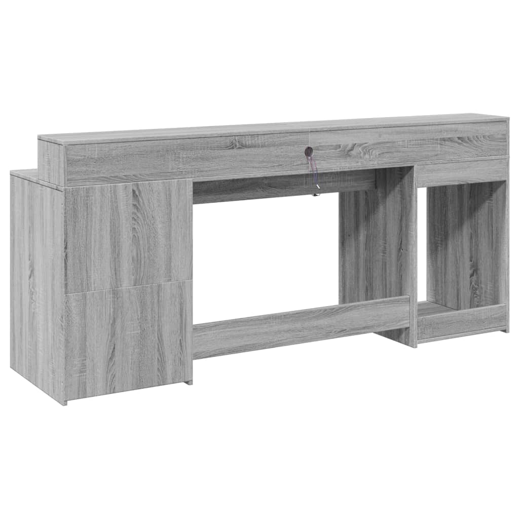 LED-Schreibtisch Schwarz 200x55x91 cm Holzwerkstoff
