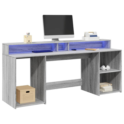 LED-Schreibtisch Schwarz 200x55x91 cm Holzwerkstoff