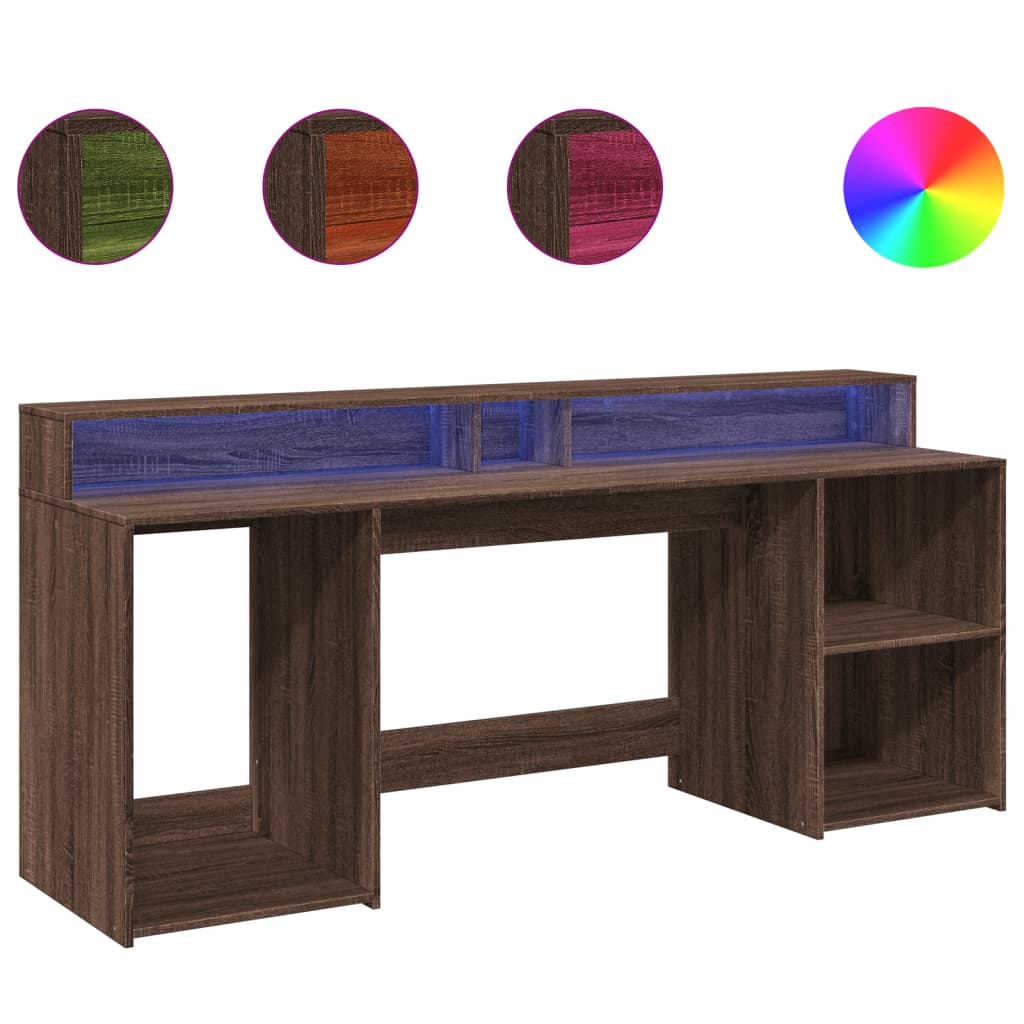 LED-Schreibtisch Schwarz 200x55x91 cm Holzwerkstoff
