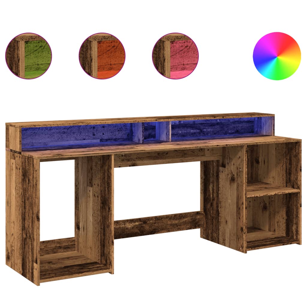 LED-Schreibtisch Schwarz 200x55x91 cm Holzwerkstoff