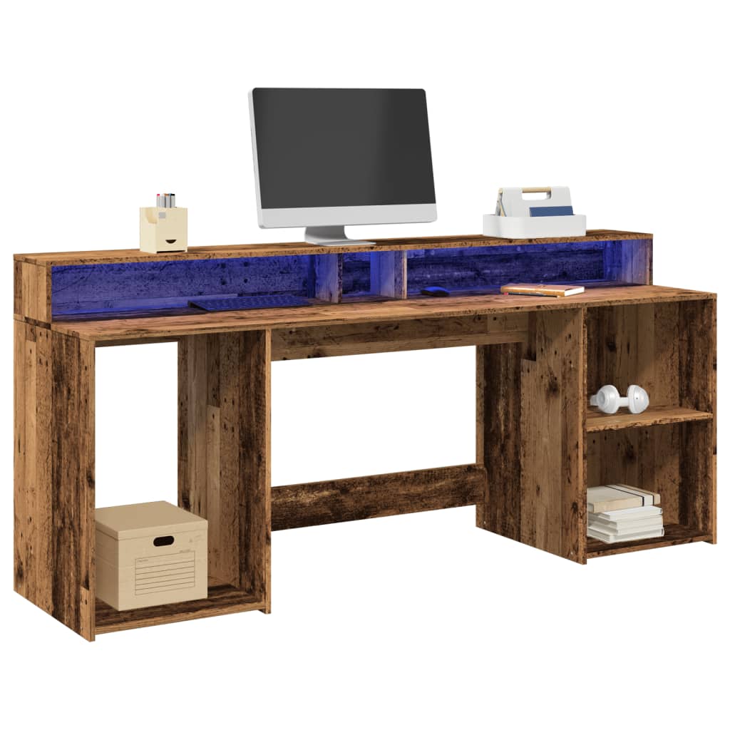 Led-Schreibtisch -Optik Holzwerkstoff Altholz