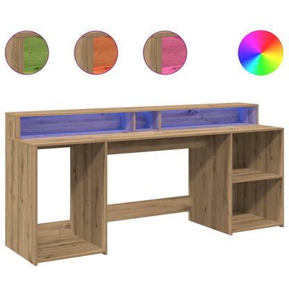 LED-Schreibtisch Schwarz 200x55x91 cm Holzwerkstoff