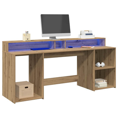 LED-Schreibtisch Schwarz 200x55x91 cm Holzwerkstoff