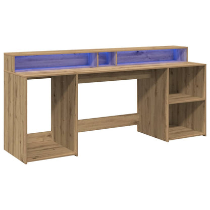 LED-Schreibtisch Schwarz 200x55x91 cm Holzwerkstoff