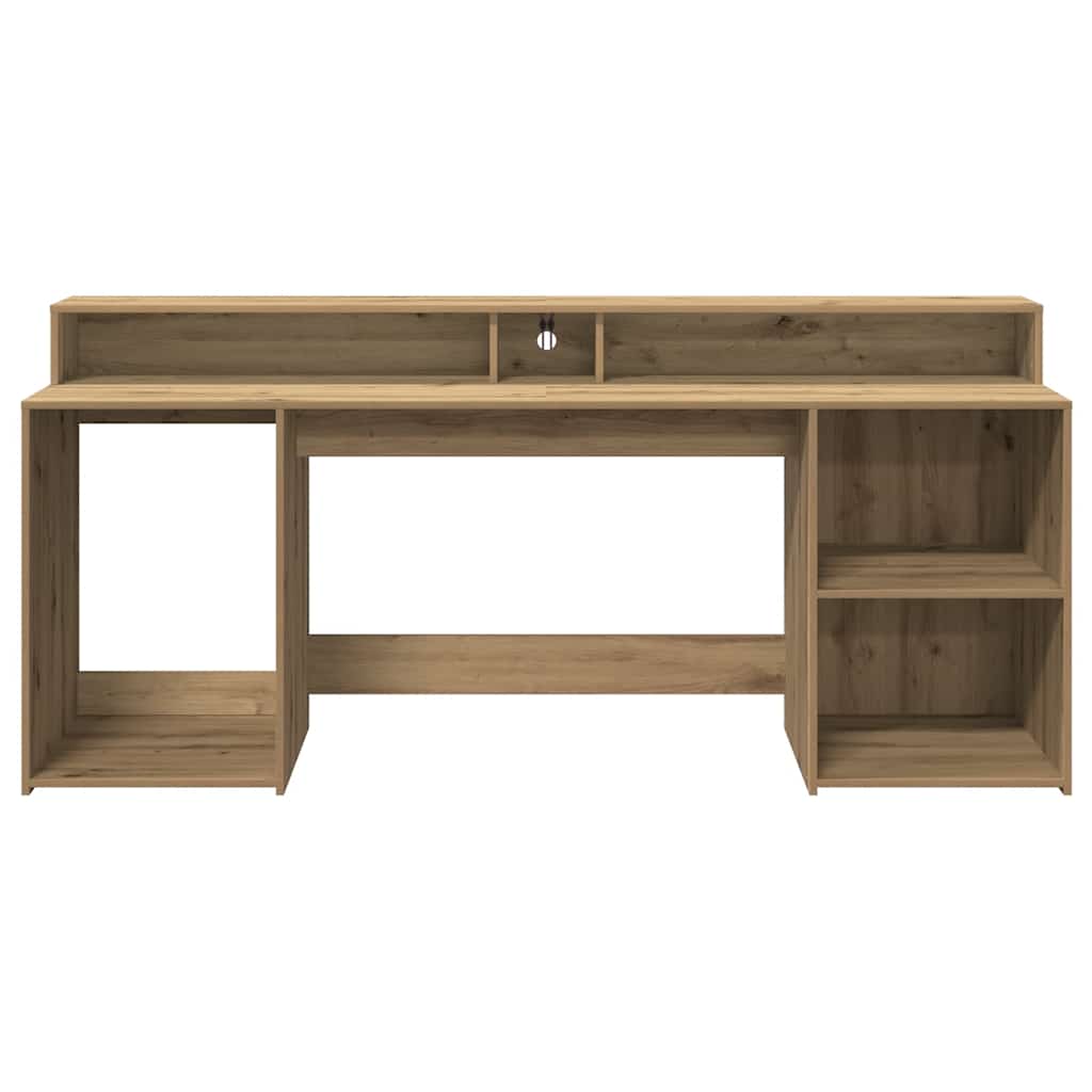 LED-Schreibtisch Schwarz 200x55x91 cm Holzwerkstoff