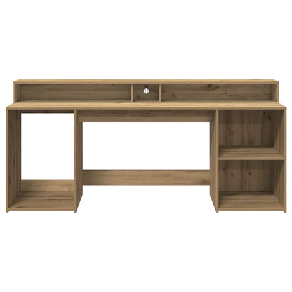 LED-Schreibtisch Schwarz 200x55x91 cm Holzwerkstoff