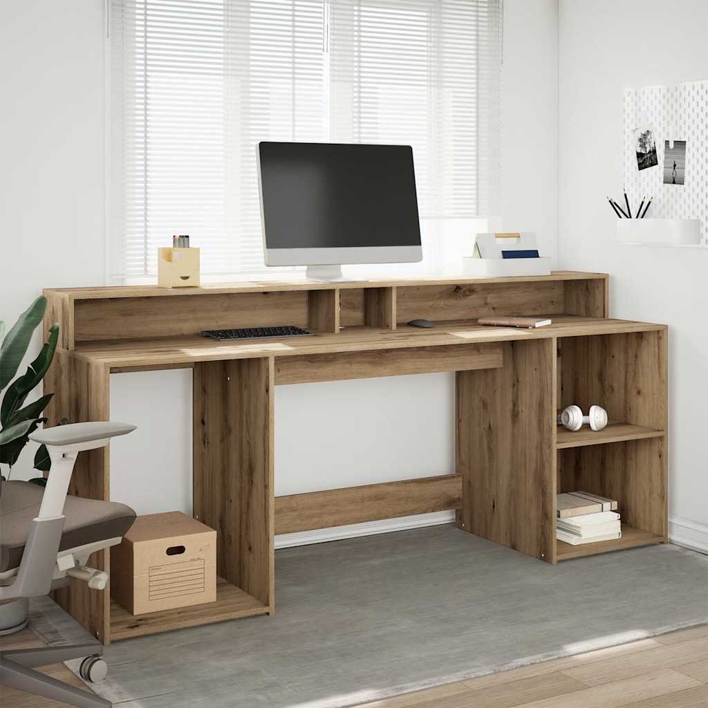 LED-Schreibtisch Schwarz 200x55x91 cm Holzwerkstoff