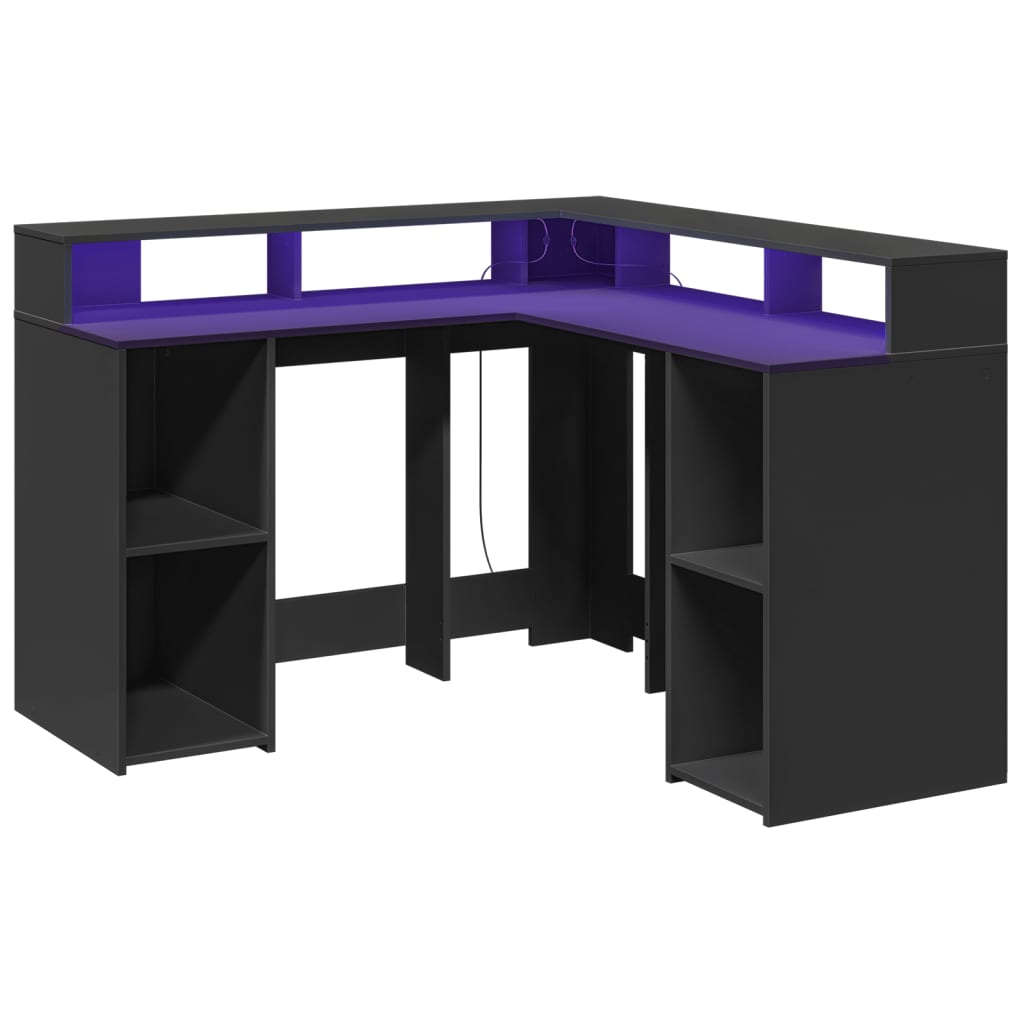 LED-Schreibtisch Weiß 130x130x91 cm Holzwerkstoff