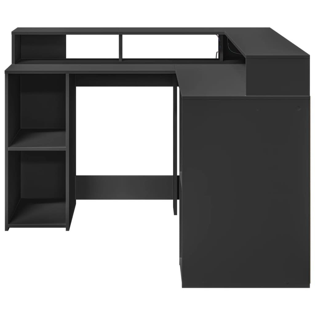 LED-Schreibtisch Weiß 130x130x91 cm Holzwerkstoff
