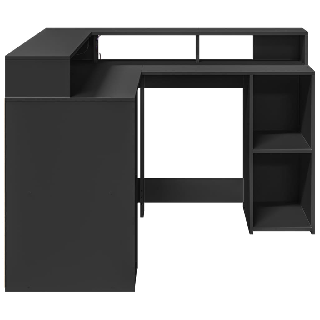 LED-Schreibtisch Weiß 130x130x91 cm Holzwerkstoff
