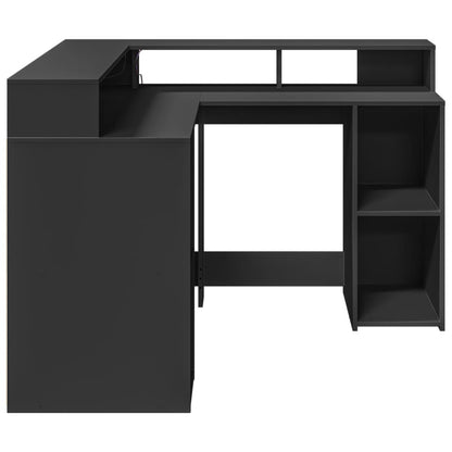 LED-Schreibtisch Weiß 130x130x91 cm Holzwerkstoff