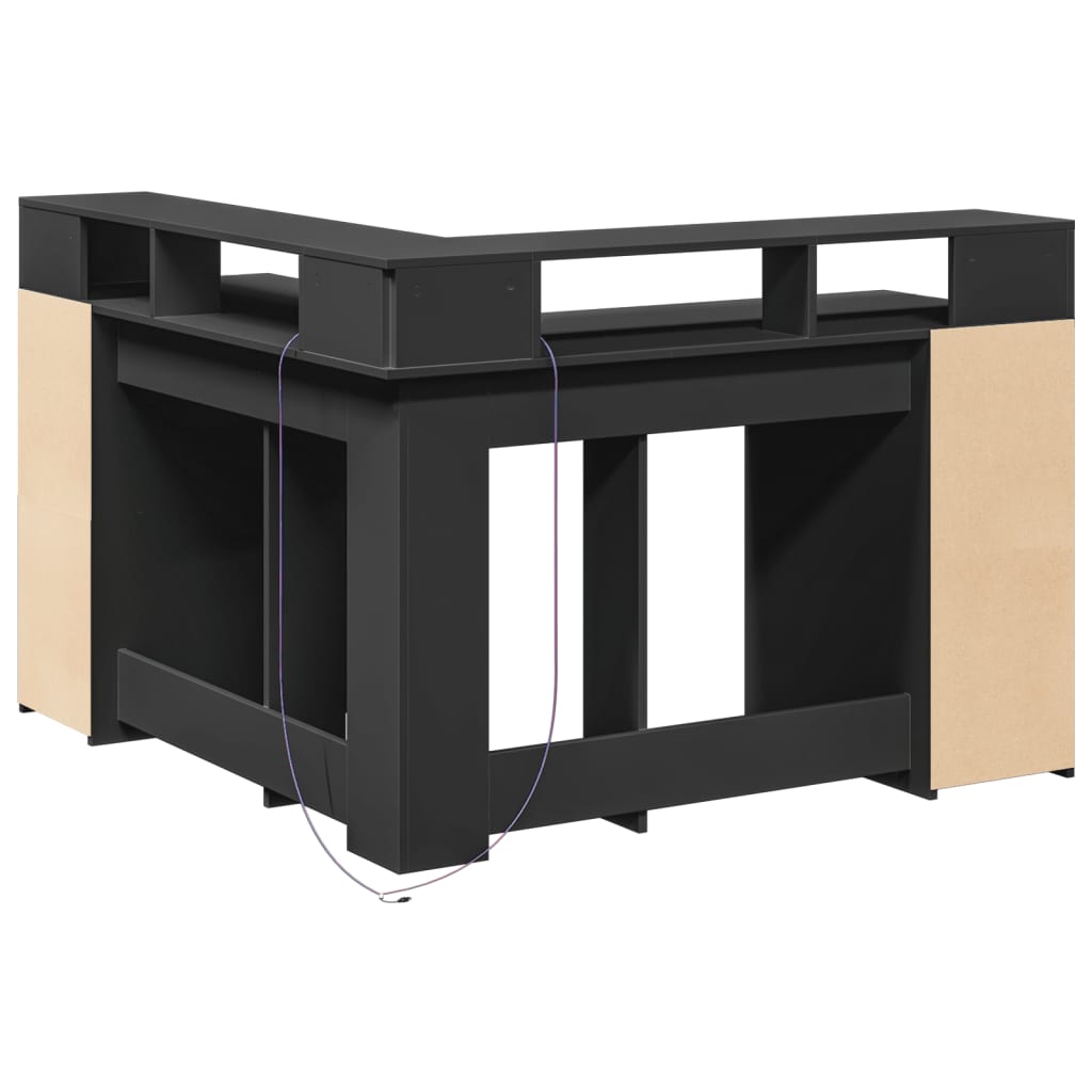 LED-Schreibtisch Weiß 130x130x91 cm Holzwerkstoff