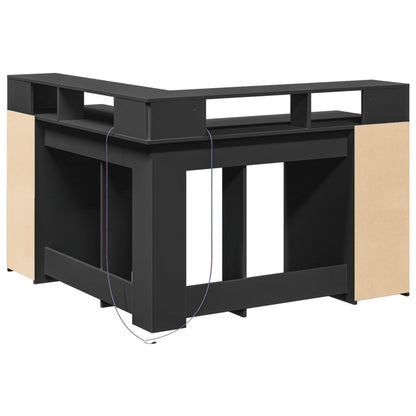 LED-Schreibtisch Weiß 130x130x91 cm Holzwerkstoff