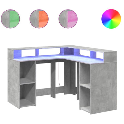 LED-Schreibtisch Weiß 130x130x91 cm Holzwerkstoff