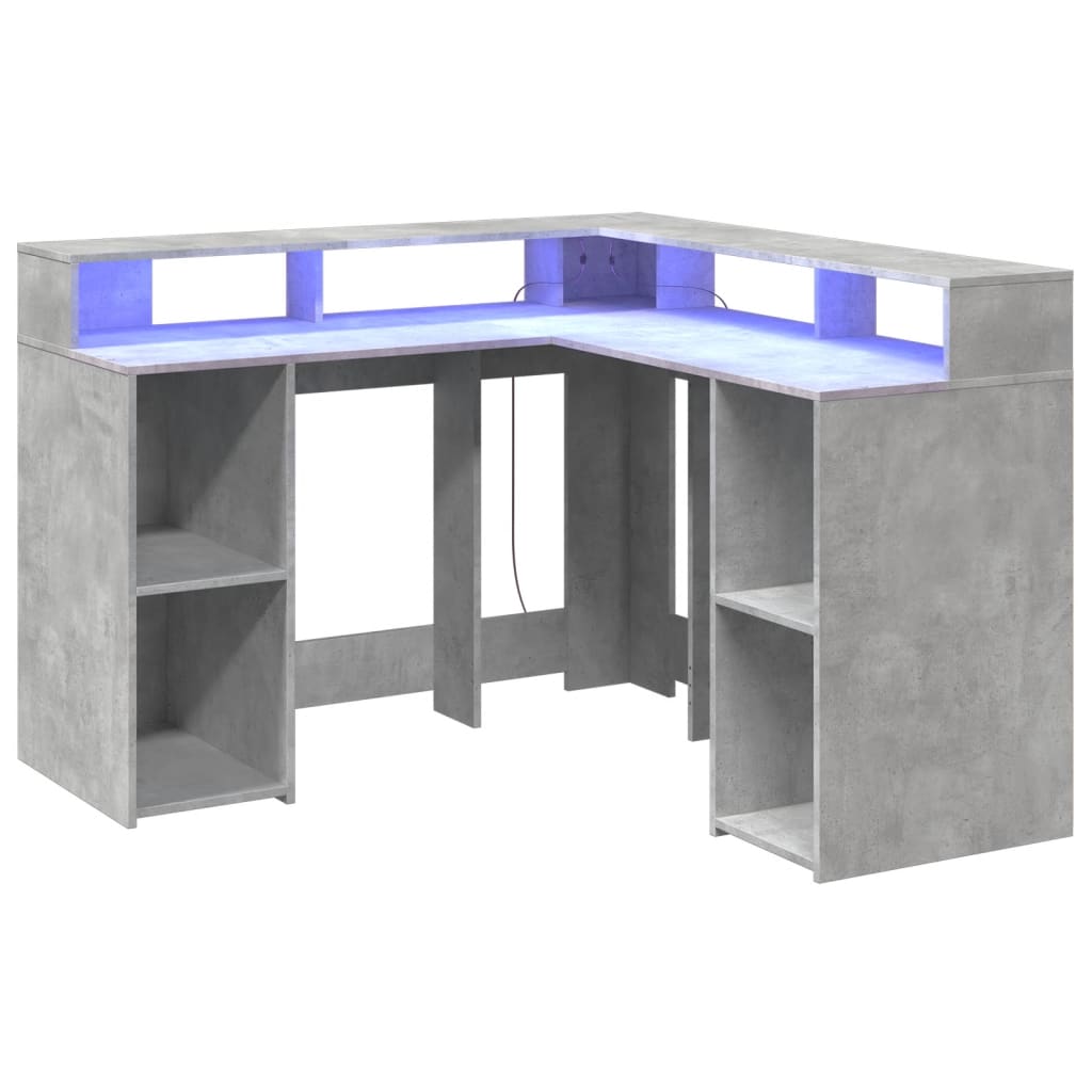 LED-Schreibtisch Weiß 130x130x91 cm Holzwerkstoff