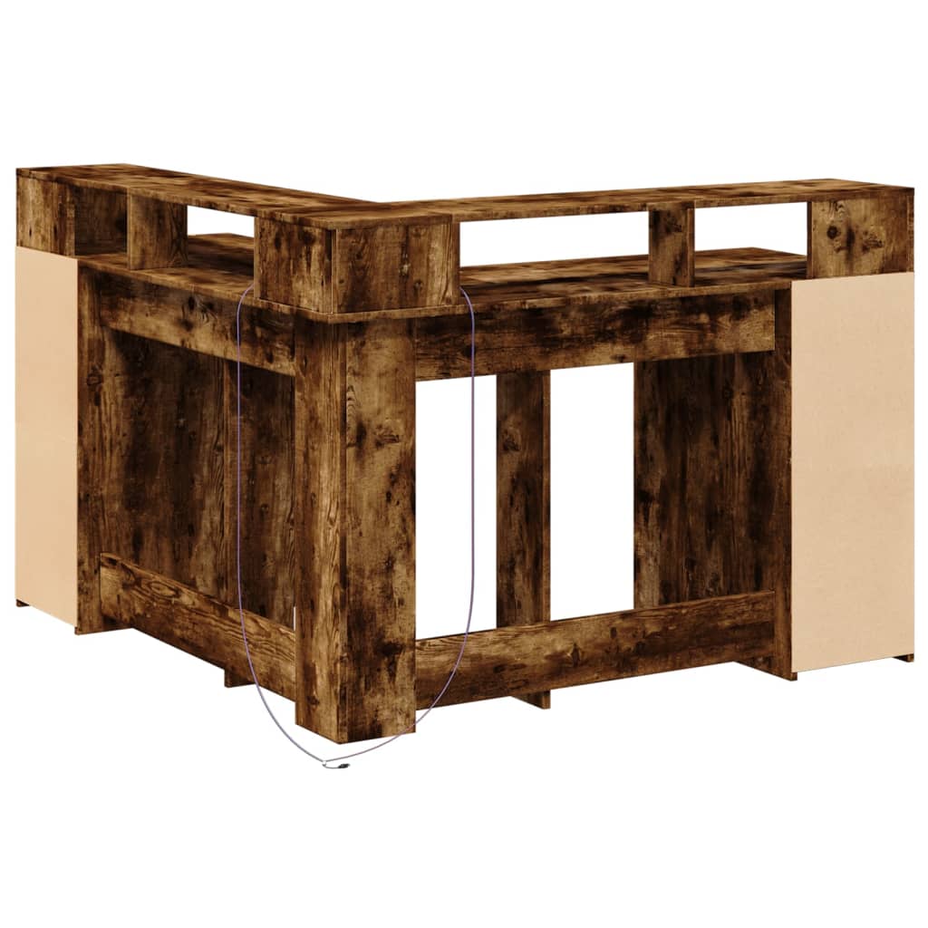LED-Schreibtisch Weiß 130x130x91 cm Holzwerkstoff