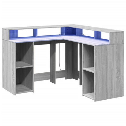 LED-Schreibtisch Weiß 130x130x91 cm Holzwerkstoff