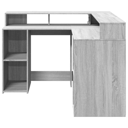 LED-Schreibtisch Weiß 130x130x91 cm Holzwerkstoff