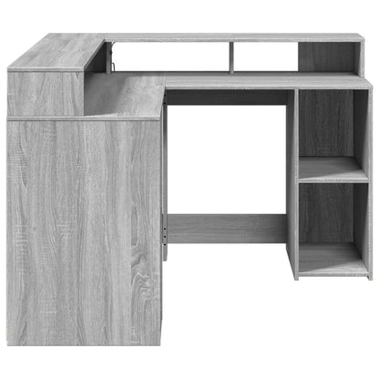 LED-Schreibtisch Weiß 130x130x91 cm Holzwerkstoff