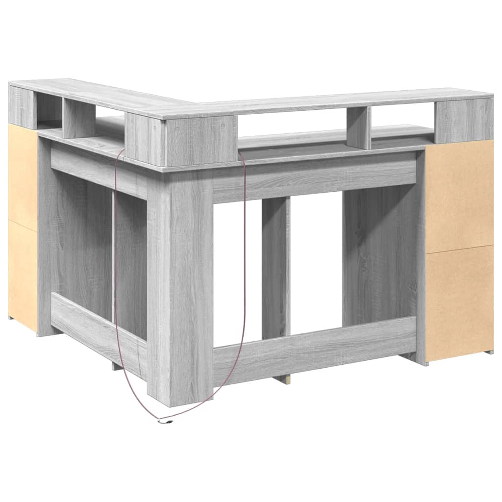 LED-Schreibtisch Weiß 130x130x91 cm Holzwerkstoff
