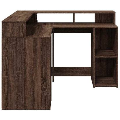 LED-Schreibtisch Weiß 130x130x91 cm Holzwerkstoff
