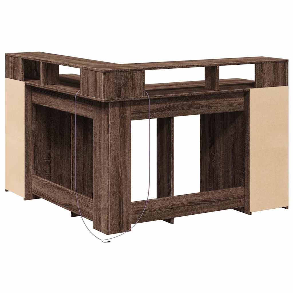 LED-Schreibtisch Weiß 130x130x91 cm Holzwerkstoff